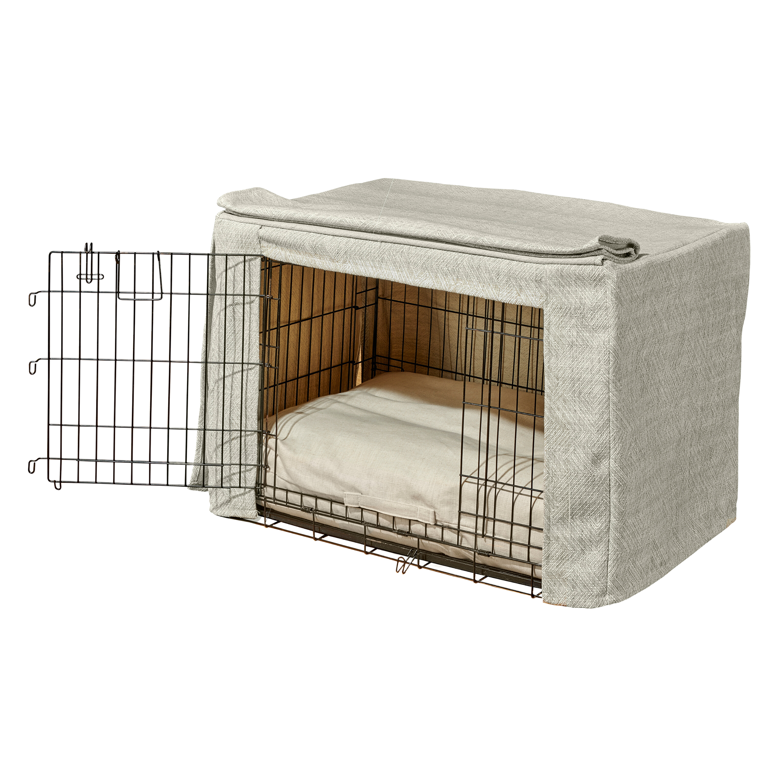 White dog crate sales cover
