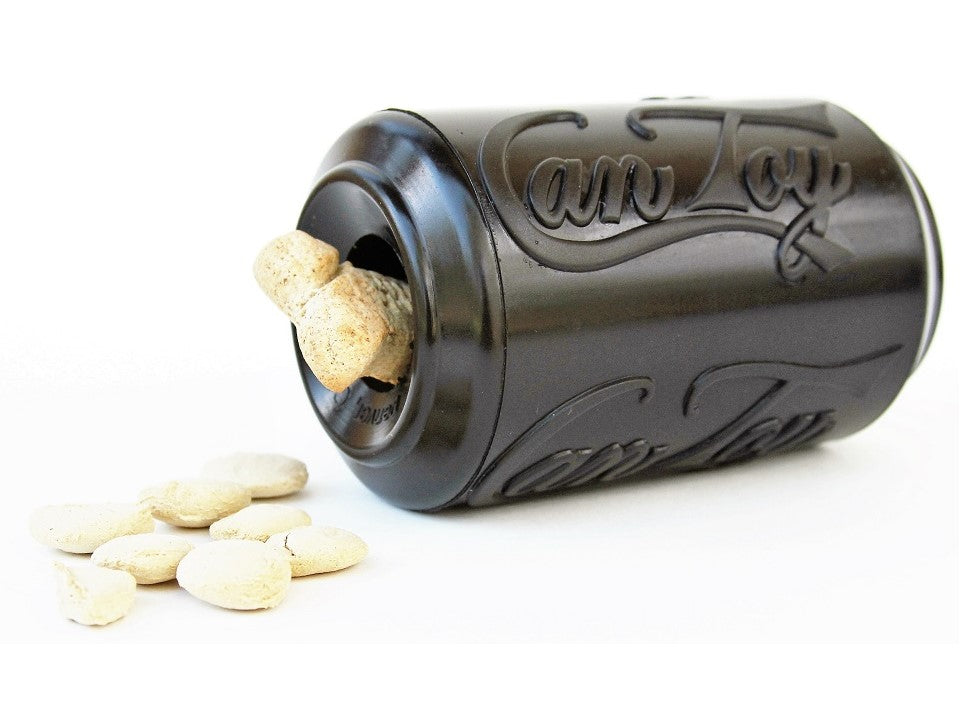 Chew Resistant Toy | Rubber Soda Can Black