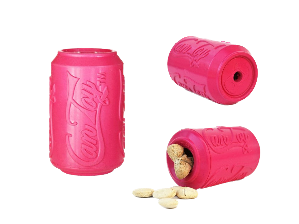 Chew Resistant Toy | Rubber Soda Can Pink