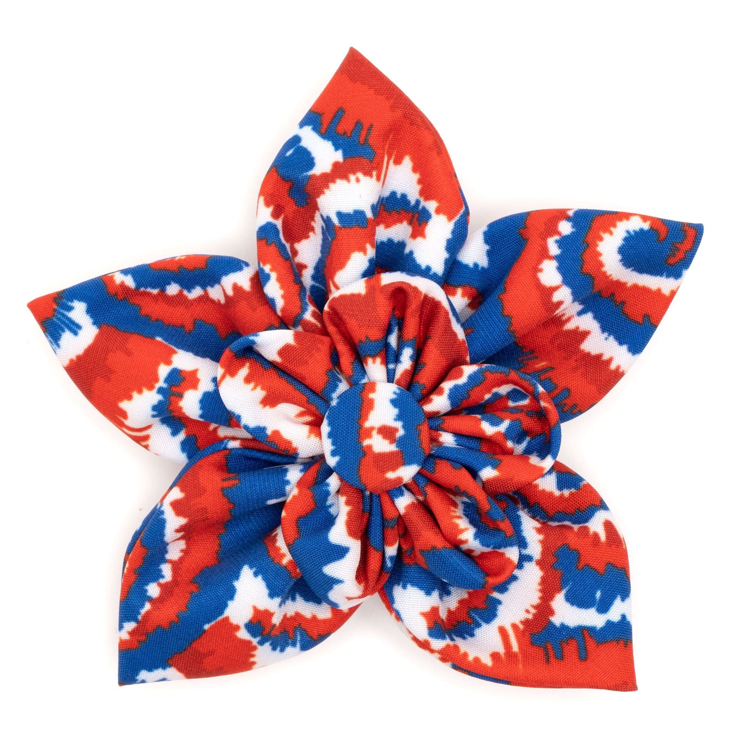 Collar Flower | Tie Dye Red, White, & Blue