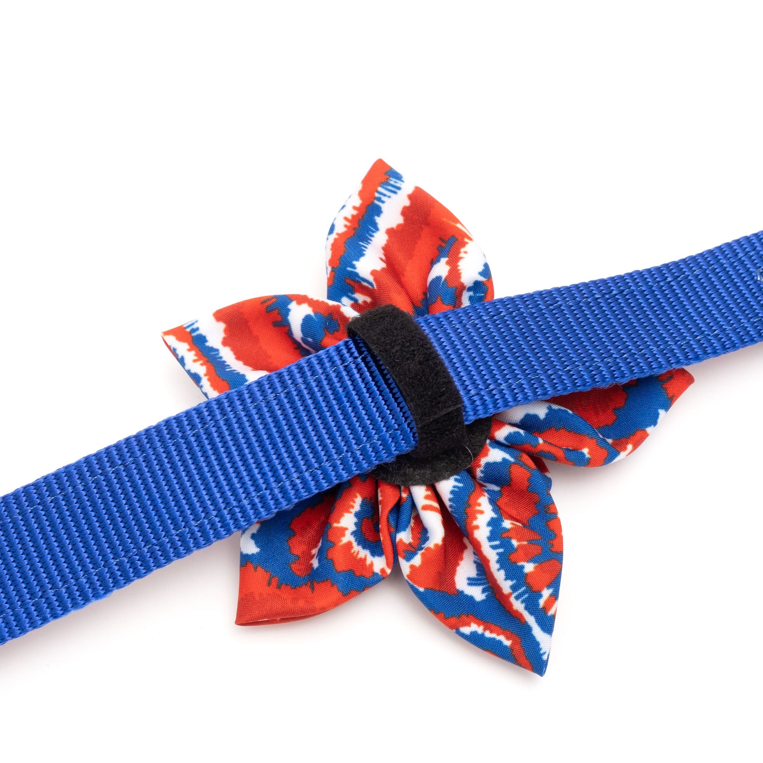 Collar Flower | Tie Dye Red, White, & Blue