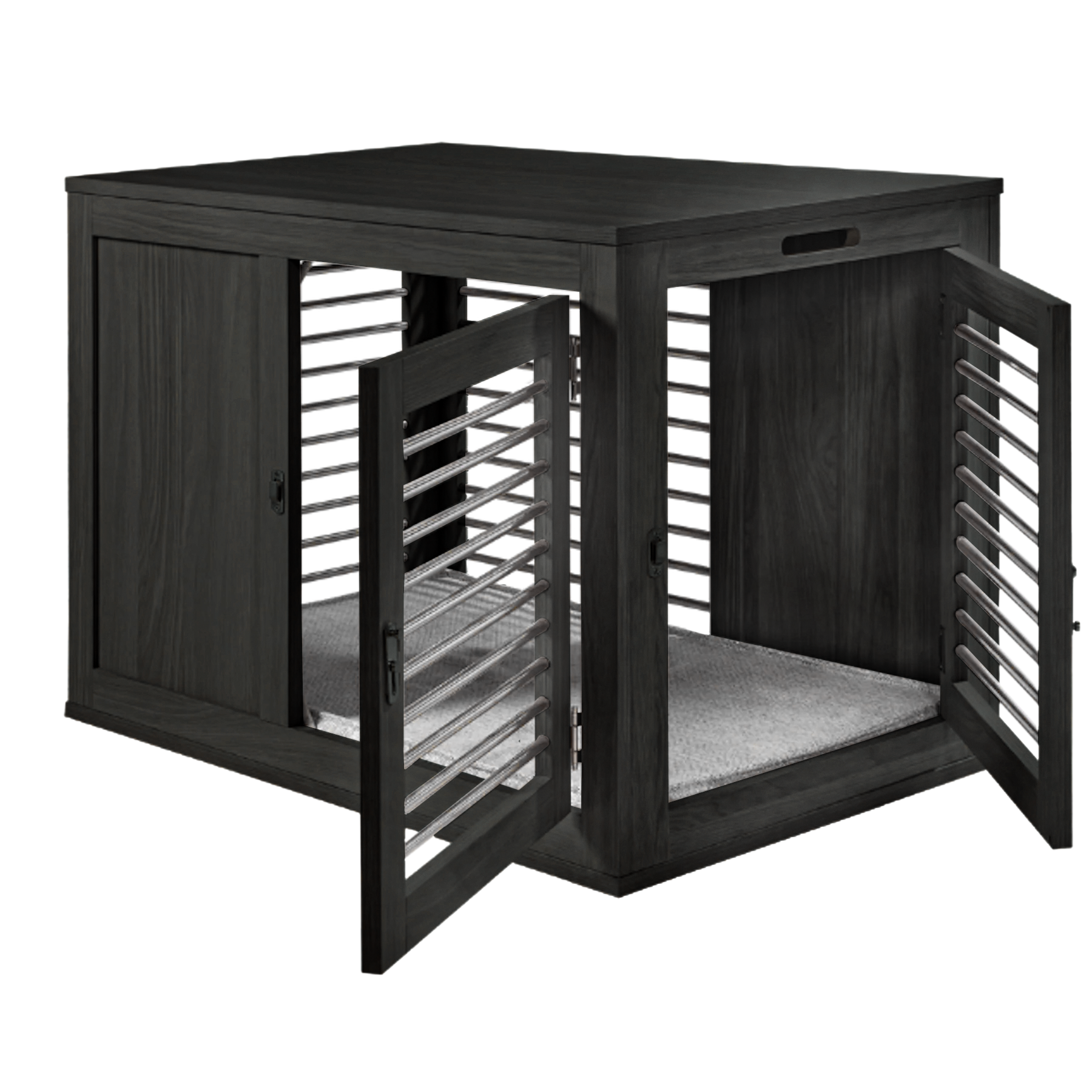 black-solid-grain-moderno-crate-dog-kennel