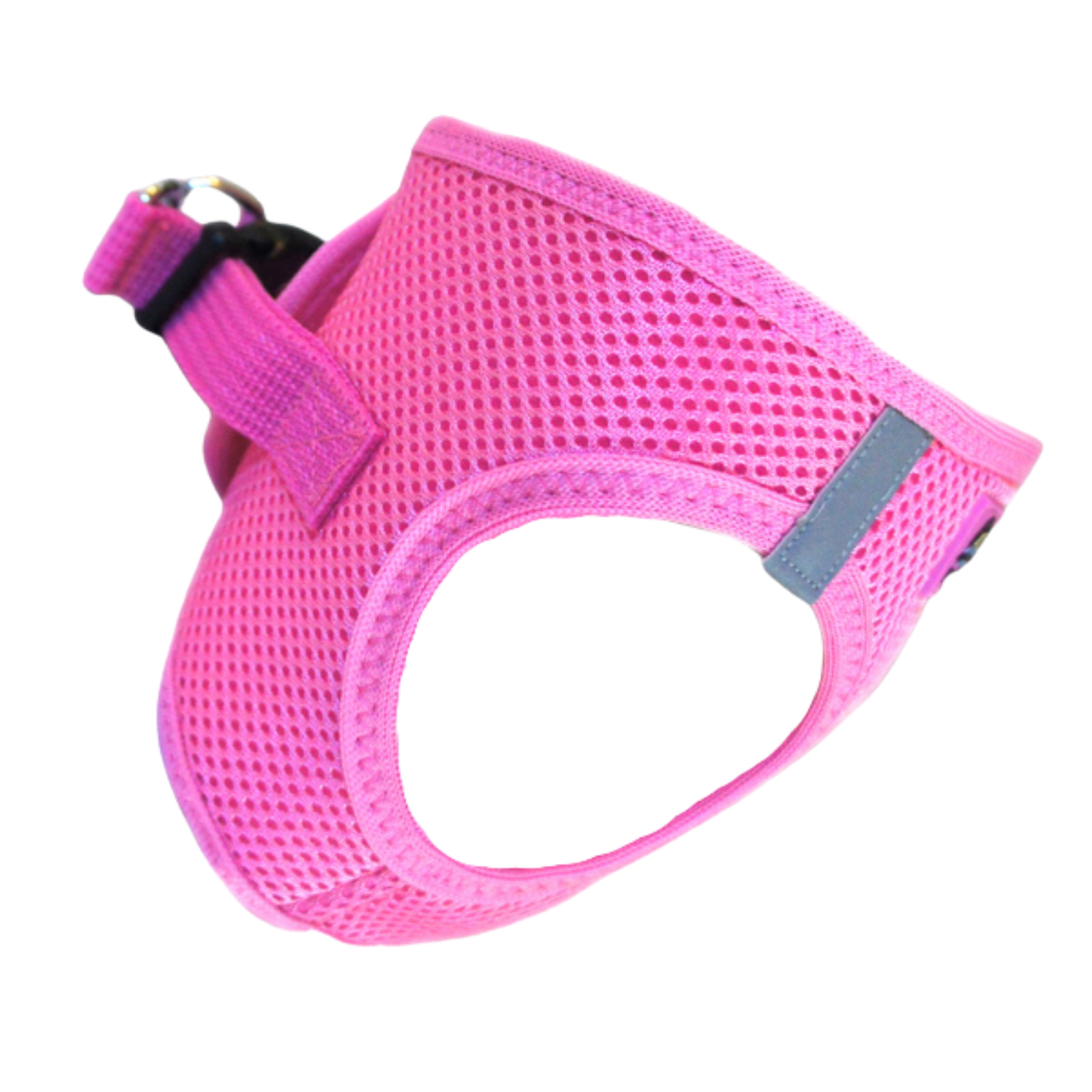 Pink dog harness on a white background