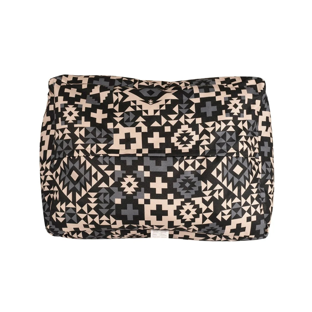 Folded blanket with geometric pattern on a white background