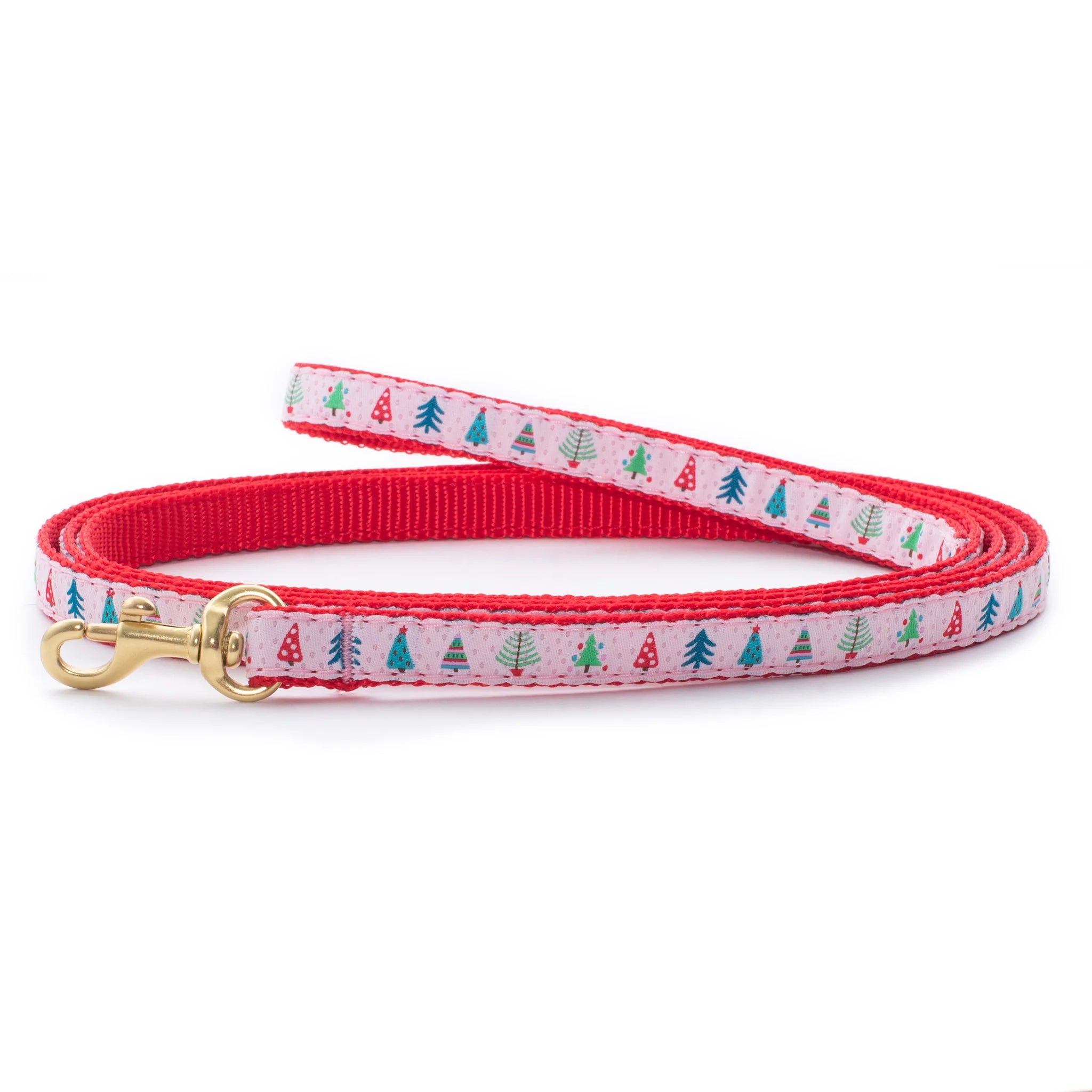 Dog leash with Christmas tree pattern on a white background