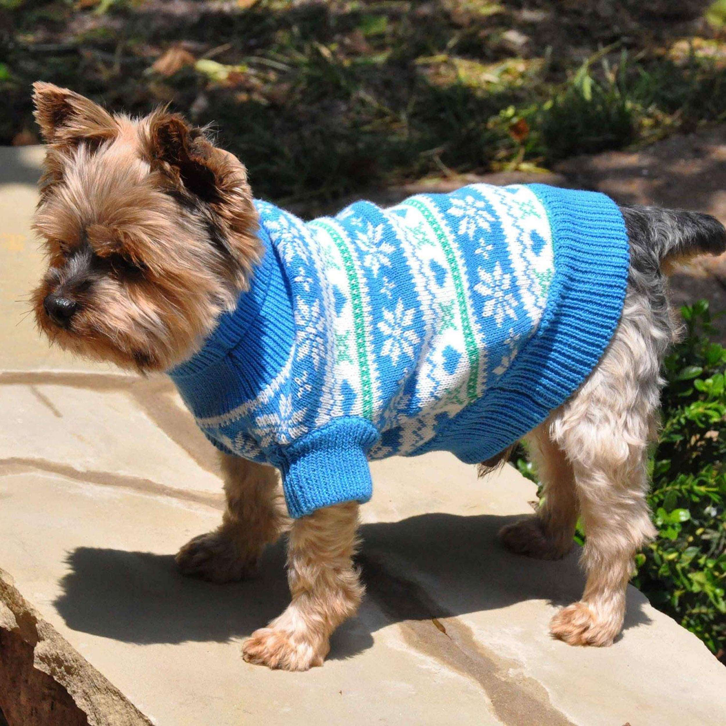 COMBED-COTTON-CABLE-KNIT-DOG-SWEATER-SNOWFLAKE-HEARTS-BLUE