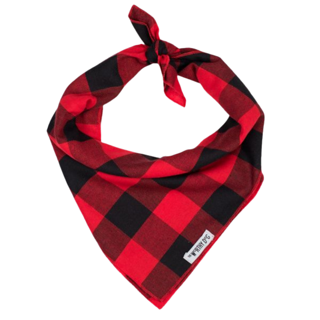 Dog Bandana Red Black Buffalo Plaid boulderbarks