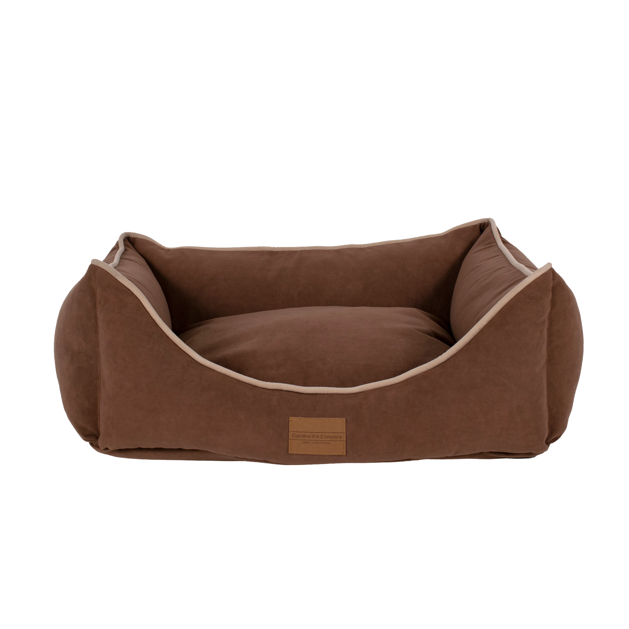 DOG-BED-MICROFIBER-LOW-PROFILE-BOLSTER-CHOCOLATE