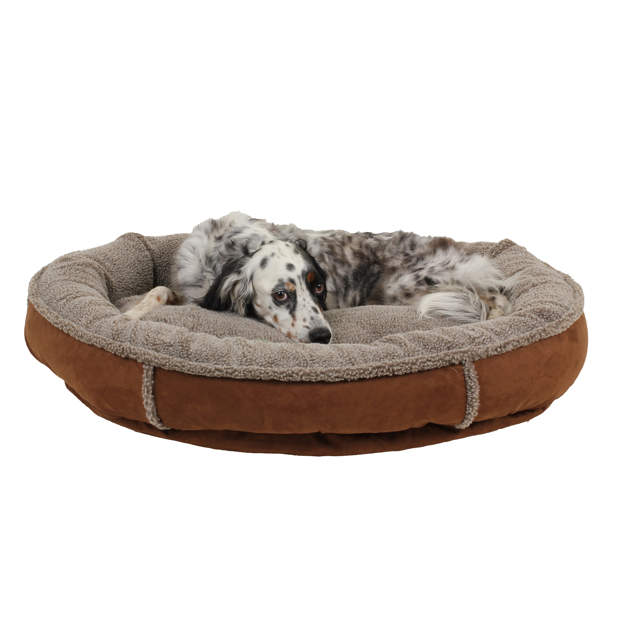 DOG-BED-ORTHO-SLEEPER-BOLSTER-ROUND-COMFY-CUP-CHOCOLATE