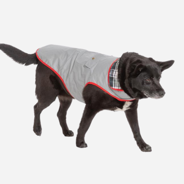 DOG-COAT-REFELCTIVE-SILVER-RED