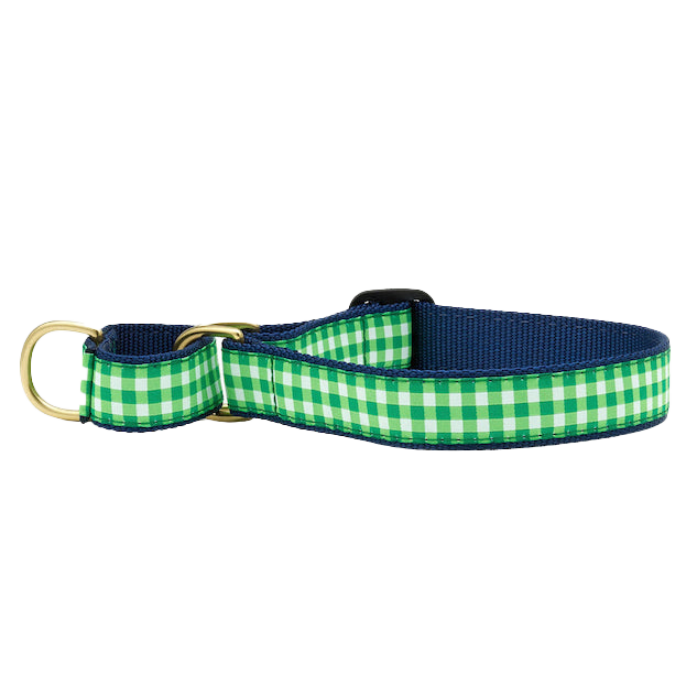 LIME-GINGHAM-DOG-COLLAR-MARTINGALE-NO-PULL