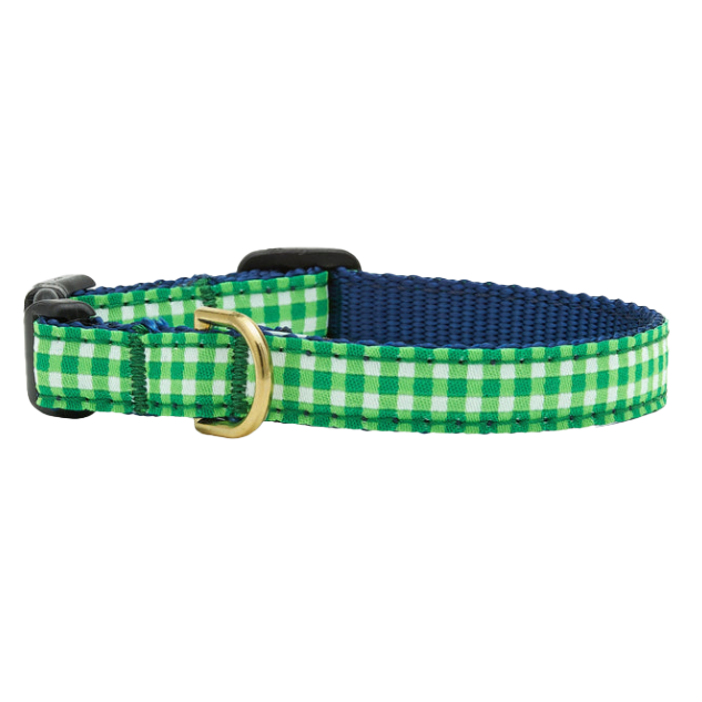 LIME-GINGHAM-DOG-COLLAR-SMALL-BREED-TEACUP