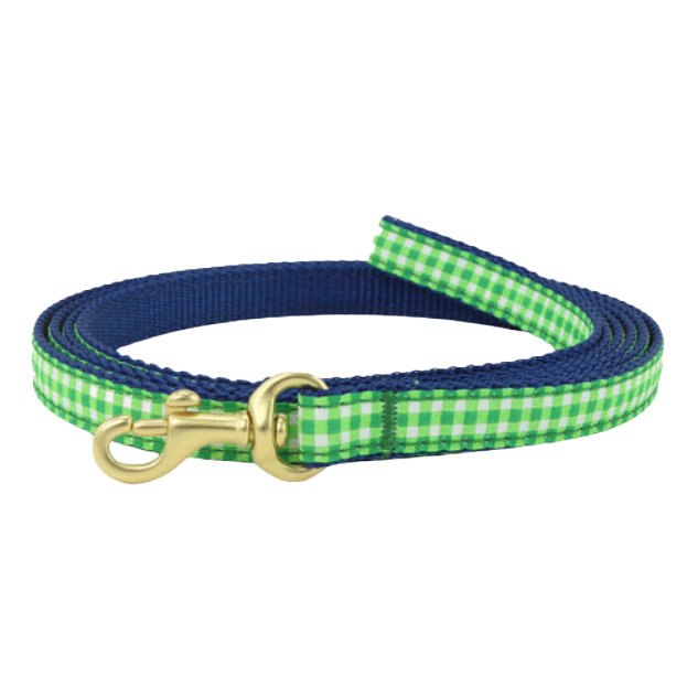 LIME-GINGHAM-DOG-LEASH-SMALL-BREED-TEACUP