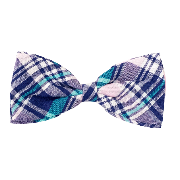 NAVY-PINK-TURQUOISE-MADRAS-PLAID-DOG-BOW-TIE