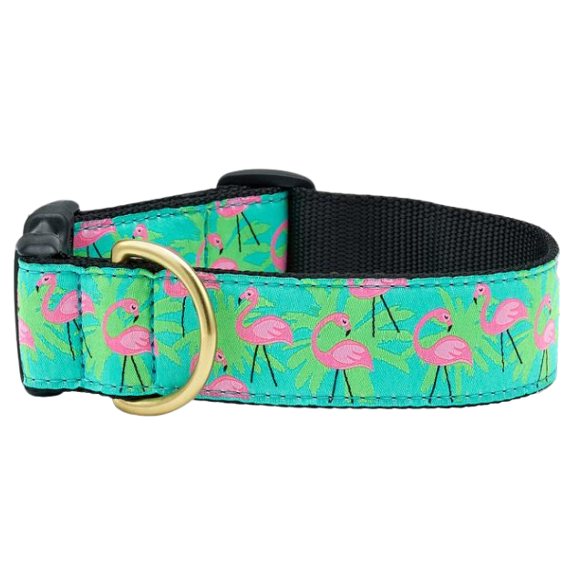 PINK-FLAMINGOS-DOG-COLLAR-EXTRA-WIDE-LARGE-BREED
