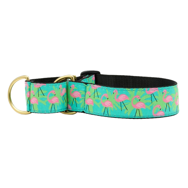 PINK-FLAMINGOS-DOG-COLLAR-MARTINGALE-EXTRA-WIDE-LARGE-BREED-NO-PULL