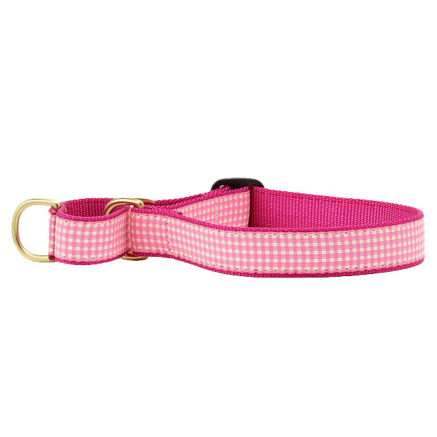 PINK-GINGHAM-DOG-COLLAR-MARTINGALE-NO-PULL