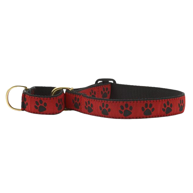 RED-BLACK-PAW-DOG-COLLAR-MARTINGALE-NO-PULL