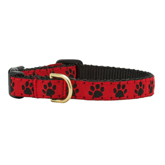 RED-BLACK-PAW-DOG-COLLAR-SMALL-BREED-TEACUP