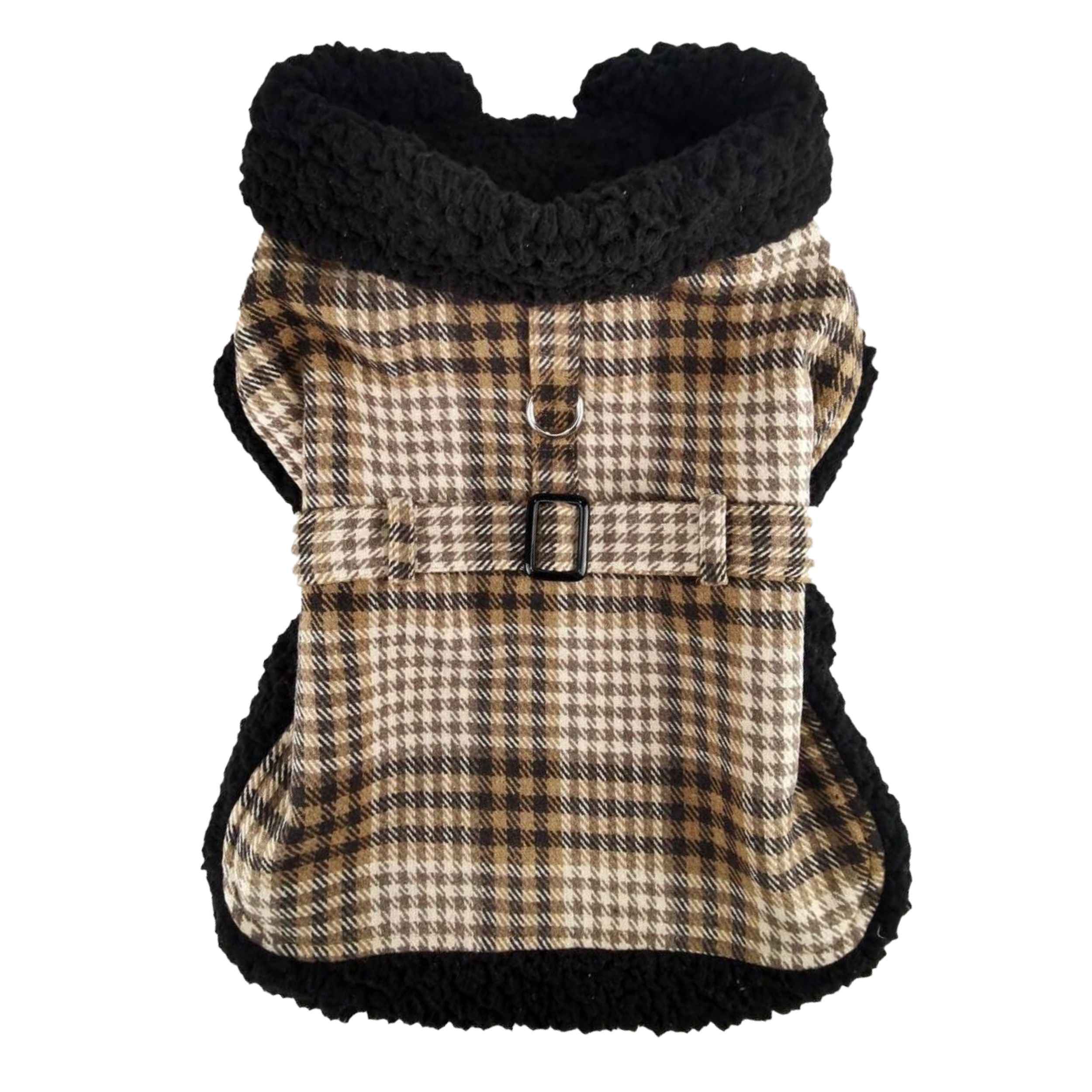 Sherpa-Lined Coat | Brown & White Plaid