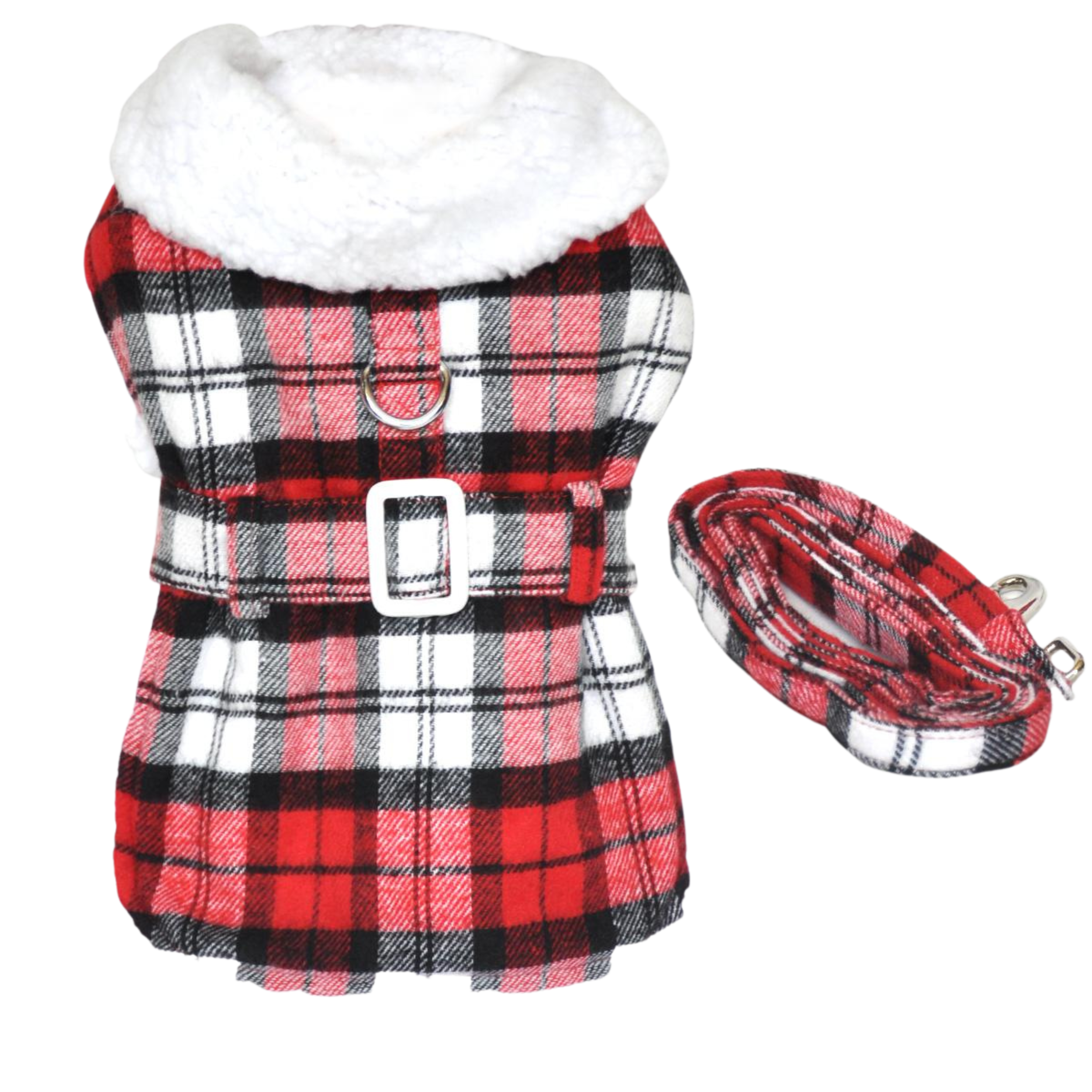 SHERPA-LINED-DOG-COAT-RED-WHITE-PLAID