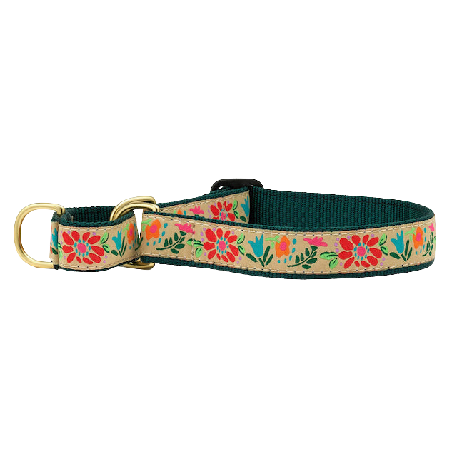 TAPESTRY-FLORAL-DOG-COLLAR-MARTINGALE-NO-PULL