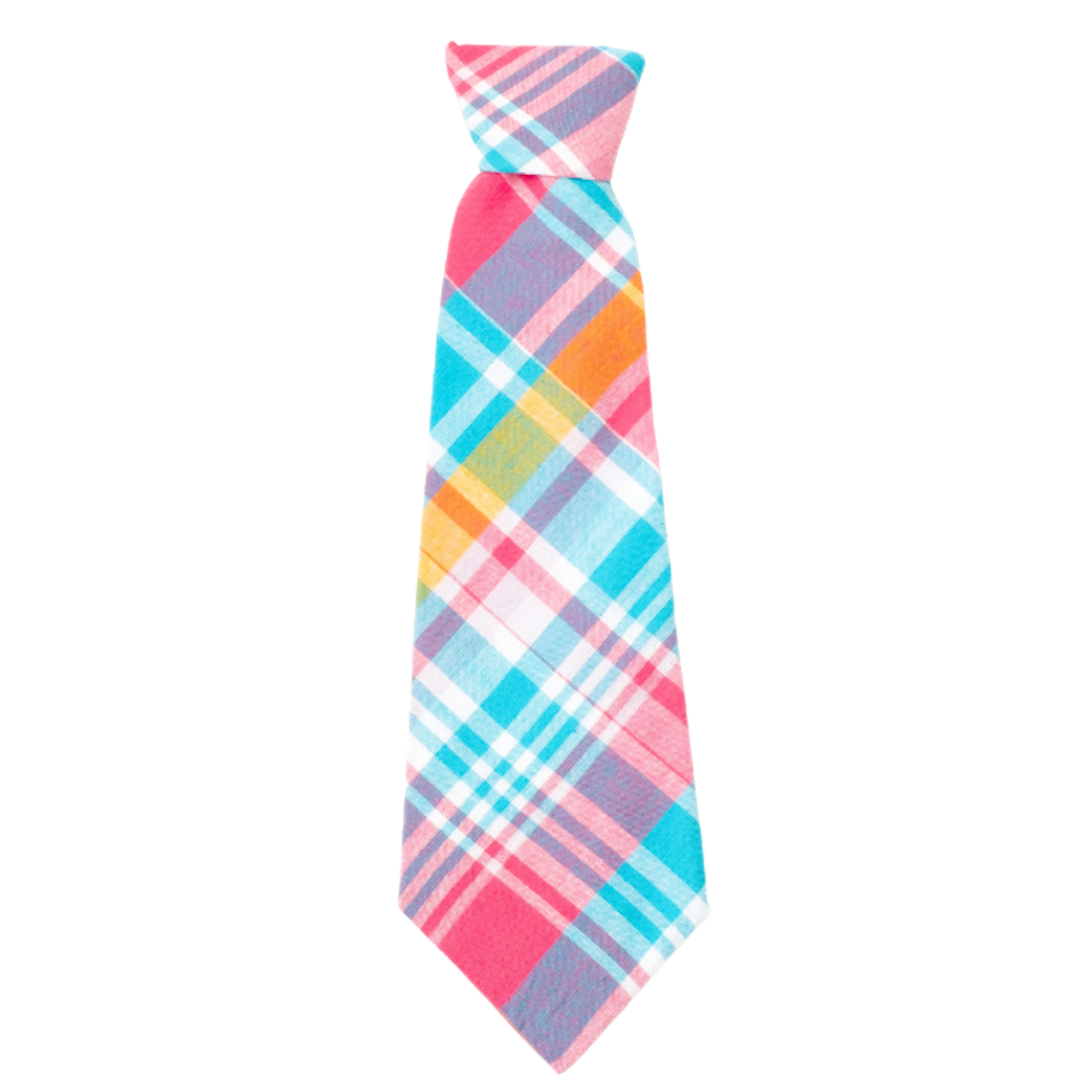 TURQUOISE-AND-PINK-MULTI-COLORED-MADRAS-PLAID-DOG-NECK-TIE